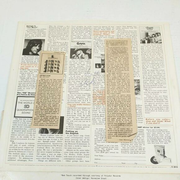 Jeff Beck Group Jeff Beck Group 1972 Epic #KE-31331 Blues Rock Vinyl LP VG+ - Picture 6 of 10